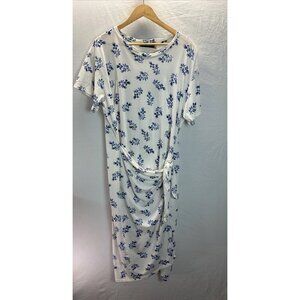 Polo Ralph Lauren‎ womens XXL Blue Floral Jersey t-shirt midi dress tie front